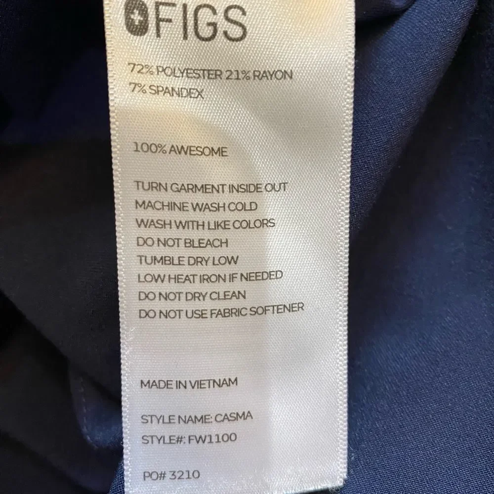 Figs Technical Collection Scrub Navy Blue Size XS